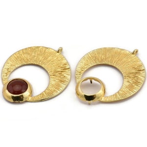 Gold Crescent Pendant, 1 Gold Plated Brass Crescent Pendants With 1 Loop and 12.5mm Pad Setting (44x36x1mm) BS 1922 Q0581