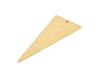 May include: A gold triangle pendant with a brushed finish and a small hole at the top for attaching a chain or cord.