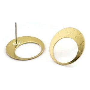 Brass Round Earring, 12 Raw Brass Hoop Stud Earrings (17.5x0.60mm) D1170 A2172