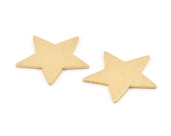 真鍮スターブランク、24 テクスチャ加工生真鍮スターブランク、穴なしスタンプタグ (22 x 1 mm) D1416