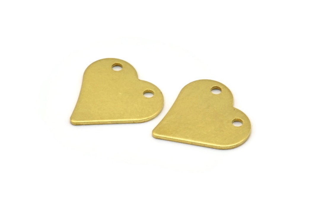 Heart Brass Pendant, 8 Raw Brass Heart Stamping Blanks 17x17x0.80mm