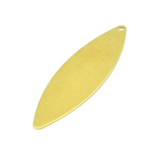 Brass Marquise Charm, 10 Raw Brass Marquise Shape Stamping Blank Charms With 1 Hole Earrings, Findings (55x16x0.80mm) B0282