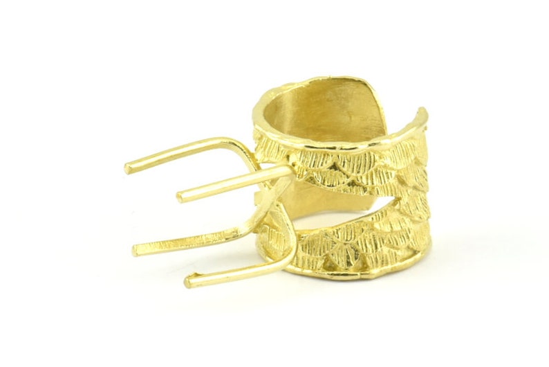 Claw Ring Settings 1 Raw Brass 4 Claw Ring Blanks For Natural Stones E657