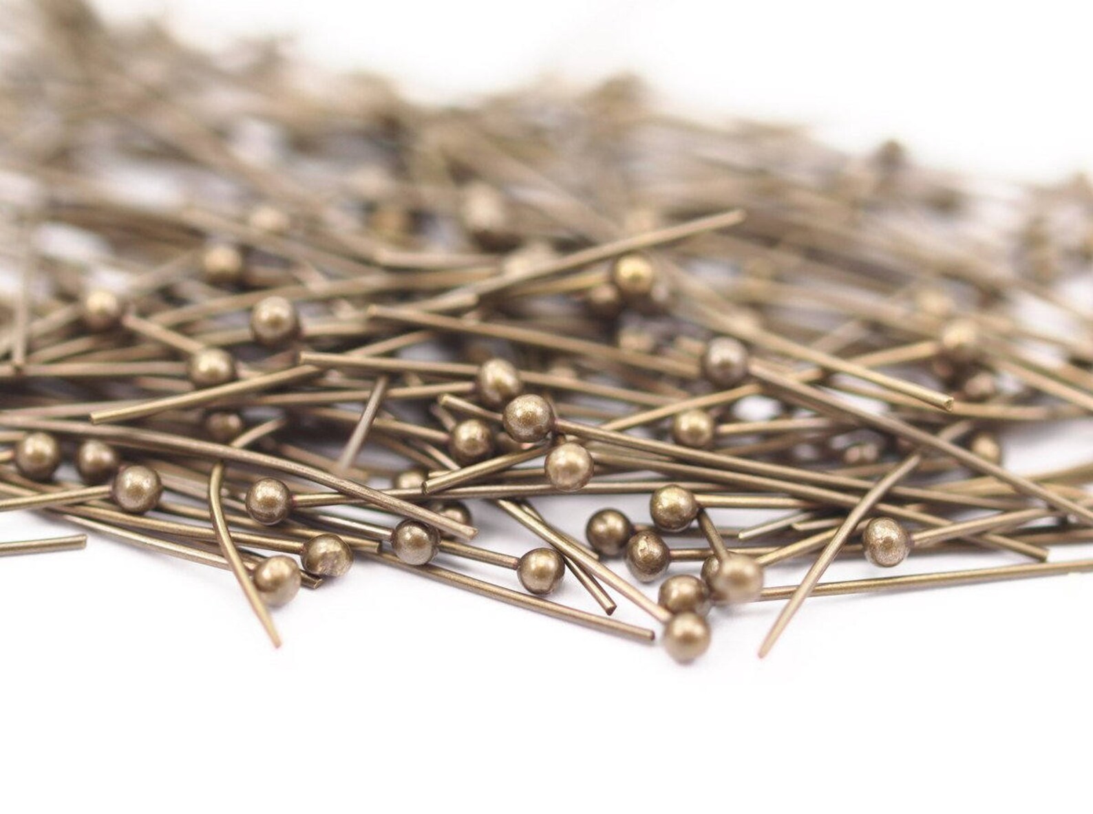 Antique Brass Pin 100 Antique Brass Ball Head Pins Findings Etsy