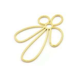 Brass Flower Charm, Raw Brass Dangle Pendants, Flower Earrings (40x28x0.80mm) SMP1563