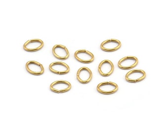 Anneau sautoir en laiton, 100 anneaux sautants ovales en laiton brut (7x5x0,9 mm) A0994