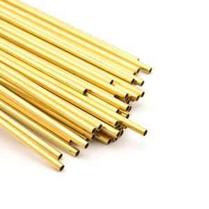 Tubos de latón de 3 mm Tamaño personalizado - 24 cuentas de tubo de latón en bruto - 100 mm-150 mm-200 mm-250 mm-300 mm-350 mm imagen 2