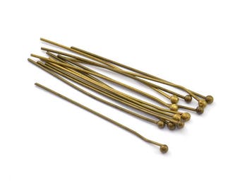 Antique Brass Ball Pin, 100 Antique Brass Ball Head Pins, Findings (35mm) Bp-02 Brc225