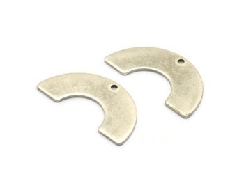 Charm geométrico de plata, 6 colgantes en forma de U de latón bañado en plata antigua con 1 orificio, dijes, accesorios (30 x 15 x 8 x 0,8 mm) BS 1810