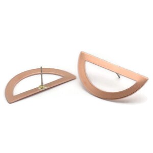 Copper Semi Circle Earring, 6 Raw Copper Half Moon Stud Earring (38x17x0.80mm) M696