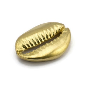 Brass Shell Finding, 2 Raw Brass Cowrie Shell Findings, Pendants, Charms, Earrings, Beads 20-25MM E275