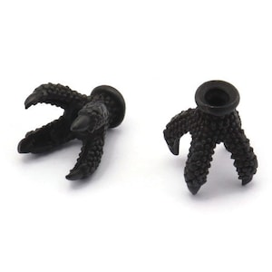 Dragon Bead Claw, 4 Oxidized Black Brass Dragon Claw Connectors For 8mm Beads (13x10mm) N0252