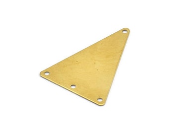 Brass Triangle Charm, 24 Raw Brass Triangle Stamping Blanks With 4 Holes, Earrings, Findings (35x25mm) A1157