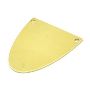 Half Ellipse Charm, 6 Raw Brass Half Ellipse Shape Charms With 2 Holes, Pendants, Earrings, Findings (28x24x0.70mm) B0216