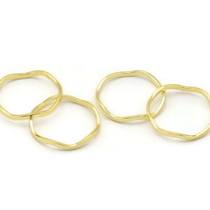 Gold Circle Rings, 12 Gold Lacquer Plated Brass Wavy Circle Rings ...