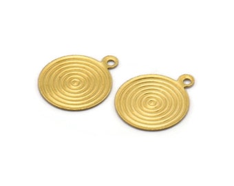 Brass  Spiral Charm, 20 Raw Brass Round Spiral Charms, Pendant,findings (16mm) Brs 135  A0522