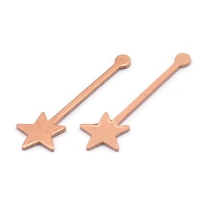 Copper Star Blank, 24 Raw Copper Star Blanks, Stamping Blanks (30x9x0.80mm) M02028