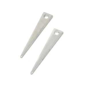 Silver Tiny Triangle, 12 Silver Tone Triangle Charms With 1 Hole (22x4x0.80mm) B0209