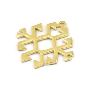 Brass Charm, Raw Brass - Carpet Pattern - Charm Pendant -  Brass Rug Pattern Charms With 1 Loop - Findings (30x29x1.2mm) N1493