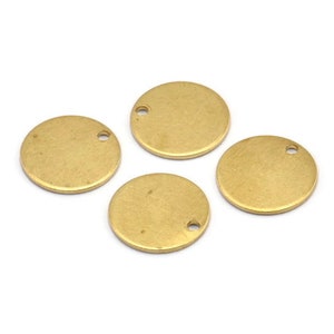 Brass Round Tag, 24 Raw Brass Round Stamping Blanks With 1 Hole, Charms, Pendants, Findings (13x0,8mm) D0744