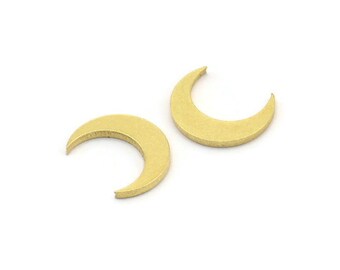 Brass Moon Blank, 50 Raw Brass Crescent Moon Shaped Blanks, Findings (11x3x1mm) A4053