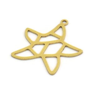 Brass Sea Star Charm, 12 Raw Brass Sea Star Charms With 1 Loop (26x24x0.60mm) A5692