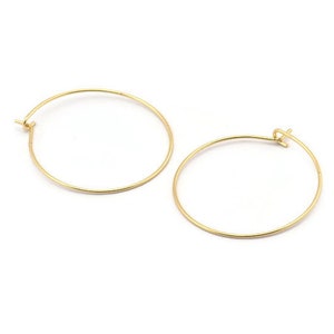 Gold Earring Wires, 12 Gold Plated Brass Earring Wires (30x0.7mm) BS 2234