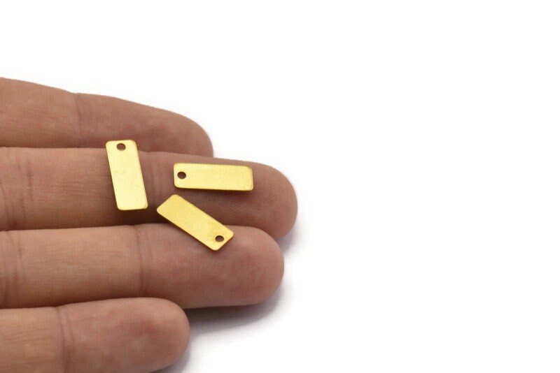 Brass Geometric Connector 15x4mm D209 100 Raw Brass Rectangle Tag Geometric Findings Brass Geometric Connector 15x4mm D209 100 Raw Brass Rectangle Tag Geometric Findings