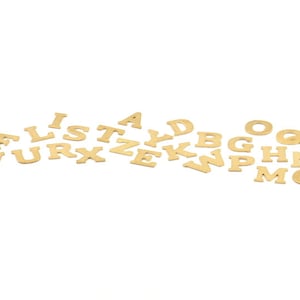 Abalorio de letras de latón, 26 alfabetos de letras de latón en bruto, 1 pieza de cada letra, alfabeto completo