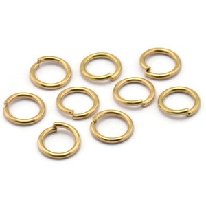 9mm Jump Ring - 100 Raw Brass Round Jump Rings (9x1.2mm) A0370
