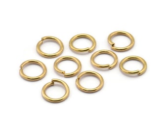 9mm Jump Ring - 100 Raw Brass Round Jump Rings (9x1.2mm) A0370