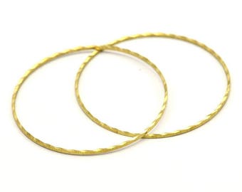 Textured Circle Brass, 10 Raw Brass Circles (40mm) Brs 2081 A0591