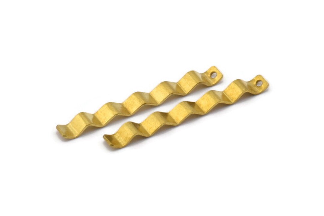 Brass Zig Zag Charm, 12 Raw Brass Zig Zag Shape Charms With