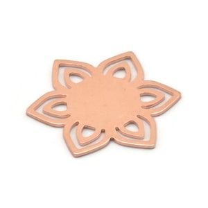 Copper Flower Blank, 4 Raw Copper Flower Blanks (28x25x0.80mm) M02774