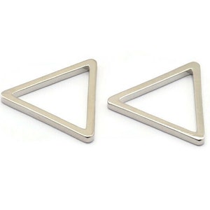 Silver Triangle Charm - 6 Nickel Free Plated Triangle Charms (27x2mm) D0014 H0239