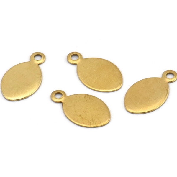 Brass Oval Tag, 50 Raw Brass Oval Tags, Charms, Findings, Stamping Tags (13x7mm) Brs105 ( A0294 )