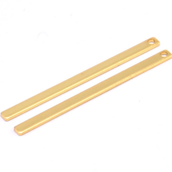 Tiny Bar Pendant, 6 Gold Plated Brass Necklace Bars With 1 Hole (40x2.5x0.80mm) E396