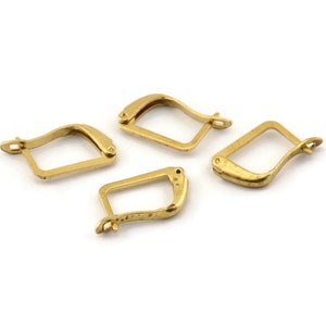 Brass Leverback Earring, 50 Raw Brass Plain Leverback Earring Findings (13x9mm) A0608