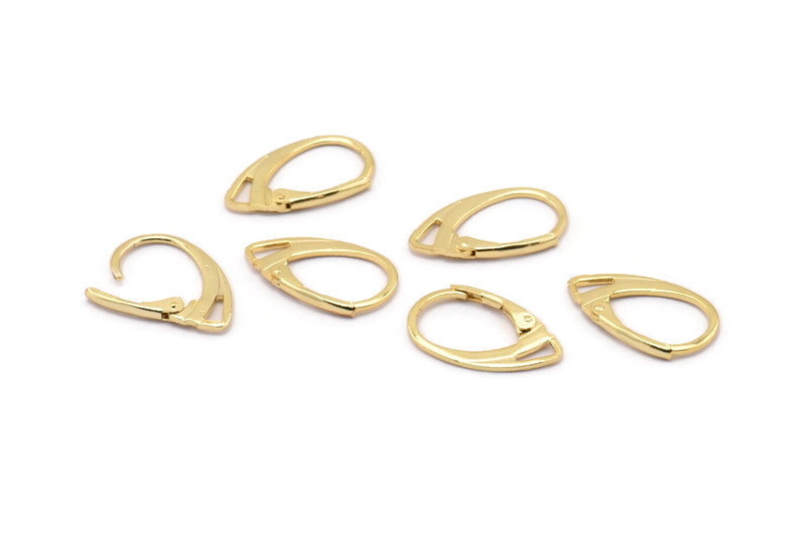 Gold Leverback Earring Findings 12 Gold Plated Brass Etsy