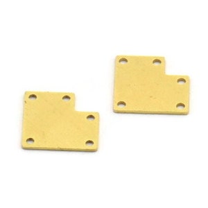 Brass Square Charm, 12 Raw Brass Square Charms With 5 Holes, Connectors (14.5x13x0.60mm) A6304