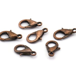 Vintage Copper Clasp, 50 Antique Copper Lobster Claw Clasps (12x6mm) P502 A0401