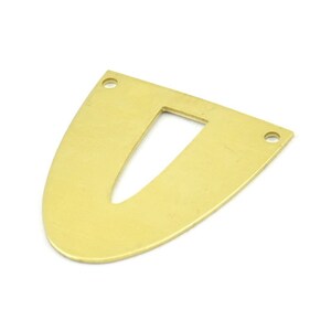 Half Ellipse Charm, 6 Raw Brass Half Ellipse Shape Charms With 2 Holes, Pendants, Earrings, Findings (28x24x0.70mm) B0234