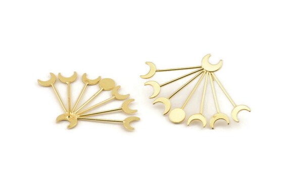 Orecchini Donna A Cerchio Aperti Mezza Luna In Acciaio Inossidabile Oro - Gioielli Minimal E Moderni, 2 Pezzi