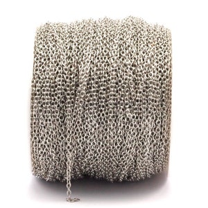 Oval Chain, Silver Chain, Silver Tone Soldered Brass Chain (2.4x2mm)  MB 8-42