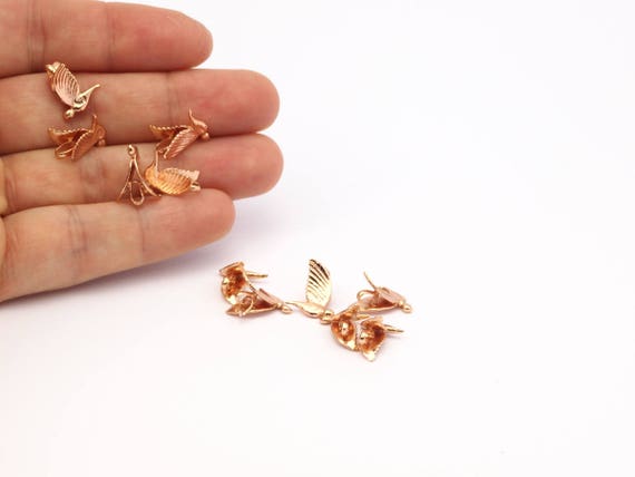 Rose Gold Plated Bird charm -RSGLD-140 38x24mm Rose Gold Plate brass bird necklace pendants