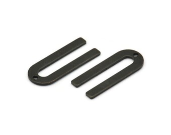 Black U Shape Charm, 12 Oxidized Black Brass U Shaped Charms With 1 Hole (22x9x0.80mm) M02093