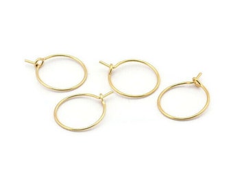 18K Real Gold Plated Brass Earring Wire Brass Ear Wire - Etsy
