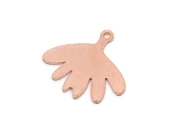 Kupfer Blatt Charm, Rohes Kupfer Blatt Charms mit 1 Schlaufe, Zubehör (18x20x0.80 mm) SMP2951
