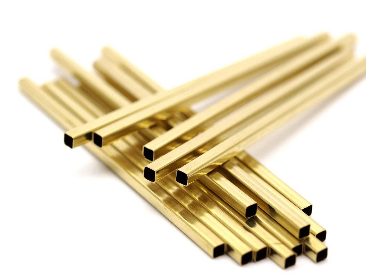 Brass Tube Beads 12 Raw Brass Square Tubes 4x100mm Bs 1597 Etsy