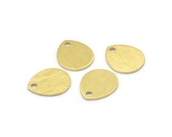 Messing Tropfen Charm, 12 rohe Messing Tropfen Charms mit 1 Loch, Stempelrohlinge (12x0,70mm) M01852